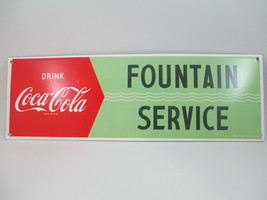 Coca-Cola Enamelware Sign Retro Reproduction Green Fountain Service - £14.64 GBP
