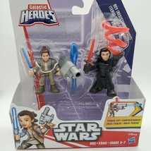Star Wars Galactic Heroes Rey Kylo Ren Playskool Mini Action Figures Lightsabers - £12.02 GBP