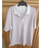 Under Amour Mens XL Polo Shirt White Pink Grey Short Sleeve Heat Gear - $7.87