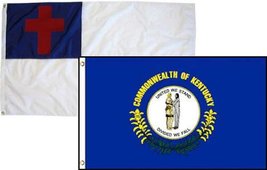 2x3 Christian Christ &amp; State Kentucky 2 Pack Flag Wholesale Combo 2&#39;x3&#39; Banner G - £7.56 GBP