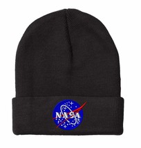 KB ETHOS NASA Meatball Logo Black Cuffed Knit Winter Hat Watch Cap Beanie Toque - £12.24 GBP
