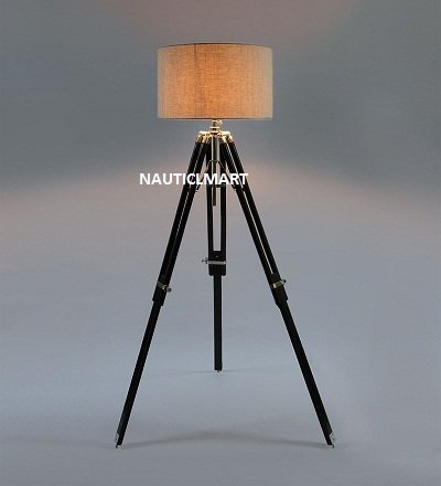 NAUTICALMART VINTAGE CLASSIC WOODEN TRIPOD FLOOR LAMP