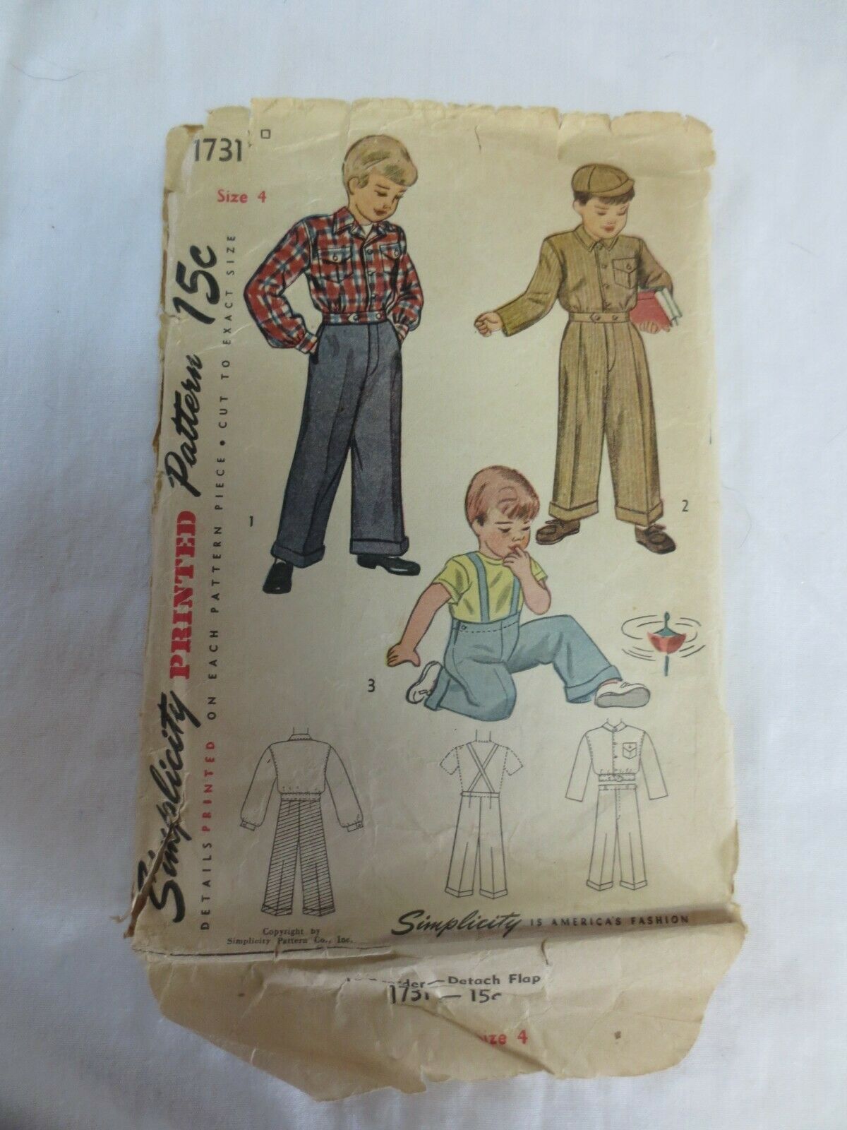 Vtg 1950's  Simplicity pattern Boys Jacket, Pants,  #1731  Sz 4 - $5.00