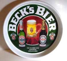 Beck&#39;s Bier Beer Metal Tray Vintage Advertising Green Colorful Shows Bot... - £12.53 GBP