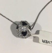 Sterling Silver Spinning Ball Pendant Necklace With Shiny cz Stones - $66.00