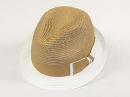 Men's Bently Semi Crushable Fedora Briad Straw Hat Enzo EN204 Cognac White image 3