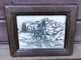 VTG Sourdough Tanana Alaska Yukon Gold Rush Engraved Picture w Frame Sea... - £23.61 GBP