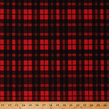 Matte&#39; Jersey Red &amp; Black Plaid 60&quot; Poly/Spandex Knit Fabric by the Yard D449.05 - £26.93 GBP