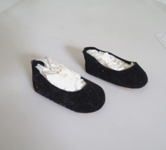 Vintage OSS Black Faux Suede Slip On Shoes 2 2/3&quot; Long for Medium Size Doll - $18.99