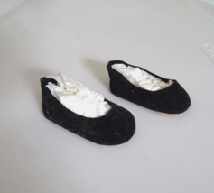 Vintage OSS Black Faux Suede Slip On Shoes 2 2/3&quot; Long for Medium Size Doll - £14.96 GBP