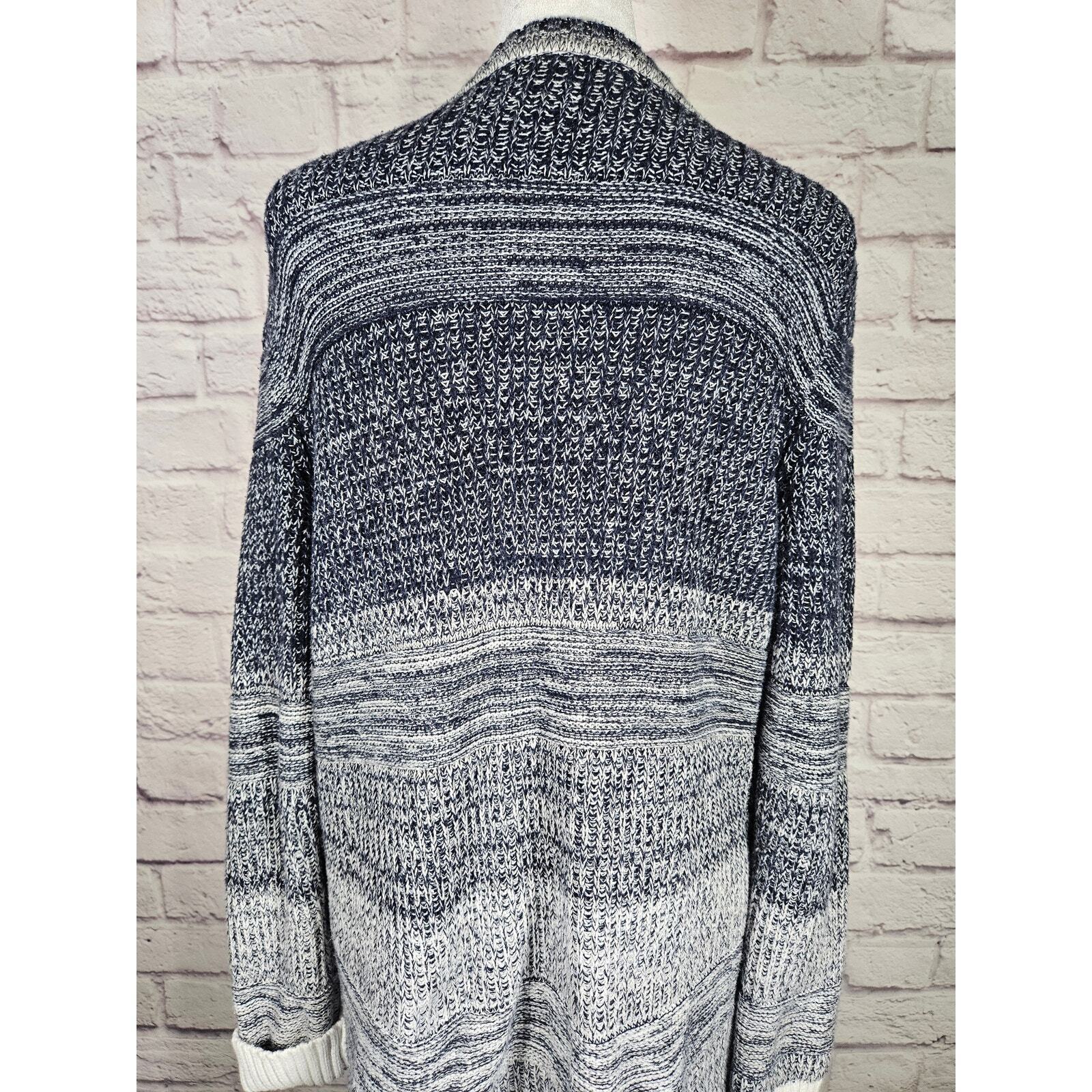 Eddie Bauer Women's Cardigan Sweater Large Gray White Ombre Blend Item image 8