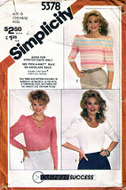 1981 Misses' Pullover Tops Pattern 5378-s Size 12 - $12.00