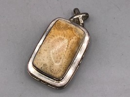 Vintage Fossilized Coral Fossil Sterling Silver Pendant - £61.31 GBP