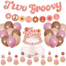 Two Groovy Birthday Party Supplies For Girls Hippie Party Decorations Two Groovy - £23.94 GBP