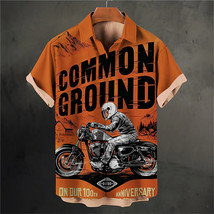 Harley Davidson sportster Common ground anniversary Orange shirt Hawaiian men - £22.81 GBP