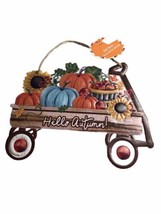 Pumpkin Cart Metal 10x7 In Fall/Halloween/ Thanksgiving Hanging Decor - £12.91 GBP