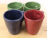 Lot of 4 Pottery Barn Sausalito 12oz  Coffee Tea Mugs Large Blue Red Green - £29.34 GBP