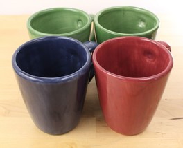 Lot of 4 Pottery Barn Sausalito 12oz  Coffee Tea Mugs Large Blue Red Green - £29.18 GBP