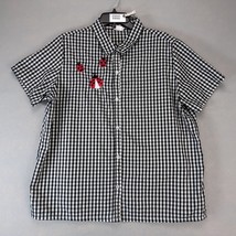 Vtg Black Gingham Embroidered Ladybug Button Shirt Womens XL American Sw... - $20.00