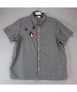 Vtg Black Gingham Embroidered Ladybug Button Shirt Womens XL American Sw... - $367.50 MXN