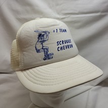 Vintage Snapback Mesh Softball Hat Cap Comic Batter #1 Team Scruggs Chevron - £11.03 GBP