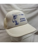 Vintage Snapback Mesh Softball Hat Cap Comic Batter #1 Team Scruggs Chevron - $14.03