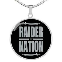 Express Your Love Gifts Raider Nation Football Circle Necklace Stainless Steel o - £35.52 GBP