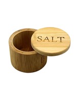 Natural Bamboo Salt Cellar Box Swivel Locking Magnetic Lid Kitchen Organ... - $14.64