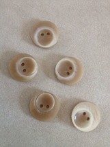 Lot of 5 Vintage Mid Century Art Deco Tan Plastic Two Hole Buttons 1.75cm - $9.99