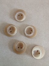 Lot of 5 Vintage Mid Century Art Deco Tan Plastic Two Hole Buttons 1.75cm - £8.00 GBP