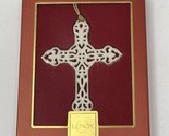 Lenox Pierced Cross Christmas Porcelain Tree Ornament EUC White Gold Out... - $18.76