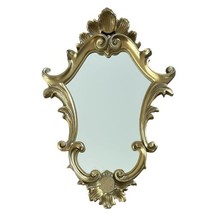 Vintage Ornate Goldtone Wall Mirror Everest Plastic Mirano Italy Shell Design - £50.61 GBP