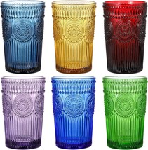 12 Oz Drinking Glasses Barware Highball Tumblers Water Juice Multicolor Set Of 6 - £35.95 GBP
