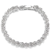 Rhinestone Inlaid Silvery Bracelet - New - £13.58 GBP