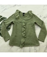 Carole Little Womens Vintage Y2k Cardigan Sweater S Green Angora Wool Ru... - $33.65