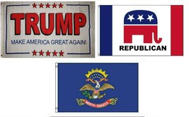 3x5 Trump White #2 &amp; Republican &amp; State South Dakota Wholesale Set Flag 3&#39;x5&#39; PR - £17.88 GBP