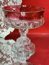 Compote Candy Fruit Dish Kings Crown Tiffin Glass Thumb Ruby Red Cranberry 5” T - £5.45 GBP