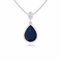 Authenticity Guarantee 
ANGARA Bezel-Set Sapphire Teardrop Pendant with Diamo... - £538.84 GBP
