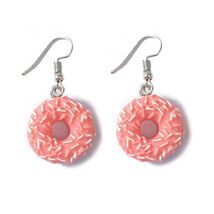 CUTE DONUT EARRINGS Pink Frosting Sprinkles Dangle Drop Stainless Steel ... - $8.95