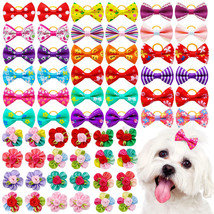 100pcs Dog Hair Bows Multicolor Pet Cat Rubber Band Grooming Accessories Mix - $16.51