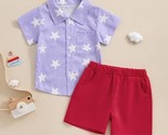 NEW 4th of July Stars Boys Short Sleeve Button Shirt &amp; Shorts Outfit Set - £9.60 GBP