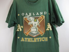 Oakland As T-Shirt Athletics Hanes Green Broken In Vtg Heavyweight Cotton 1989 - £22.82 GBP