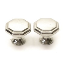Pair of 2 Polygon Silver Tone Drawer Cabinet Furniture Knob Pull Handle Vintage - £5.51 GBP