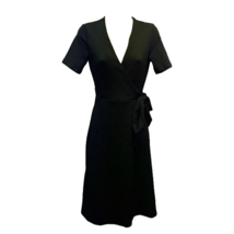 H&amp;M Womens Wrap Dress Black Short Sleeve Jersey Surplice Neck Casual Career XS - £18.97 GBP