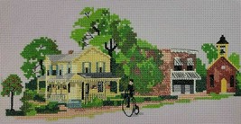 Mainstreet USA Embroidery Finished Americana Cottage Farmhouse Country Bicycle  - £15.09 GBP