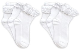 Jefferies Socks Girl Seamless Eyelet Lace Ruffle Bubble Stitch Cotton So... - £13.42 GBP