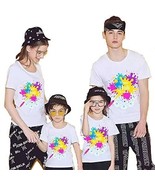 Happy Holi Festival Unisex Half Sleev Round Neck Tshirts for Family Mens... - €25,68 EUR