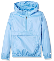 Starter Girls&#39; M Popover Packable Jacket Light Blue Windbreaker Water Resistant - £14.52 GBP