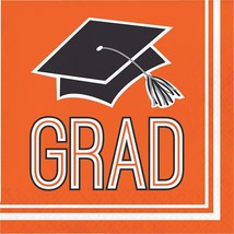 Creative Converting Graduation School Spirit Orange Napkins, 6.5" - £9.50 GBP