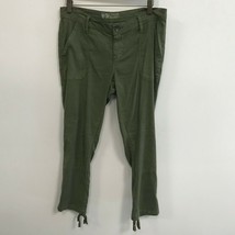 NWT Womens Size 27 Anthropologie Level 99 Green Tapered Leg Linen Blend Pants - £19.88 GBP